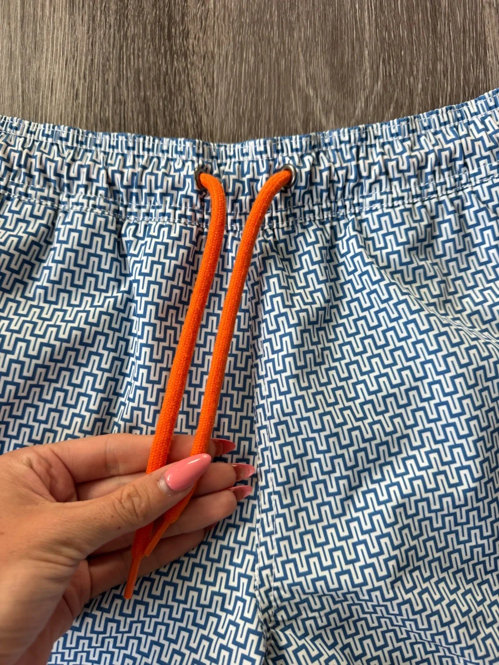 Men's J. Crew Blue & Orange Patterned Swimtrunks